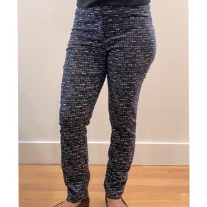 Dalia Long Pant in Black with Blue and White Design (Size 10)